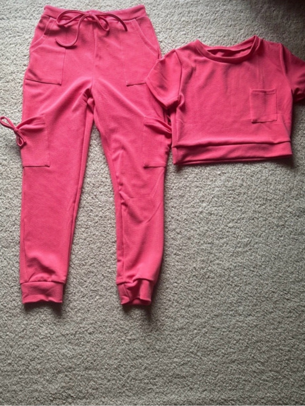 Pink Two-Piece Lounge Set - Crop Top & Joggers